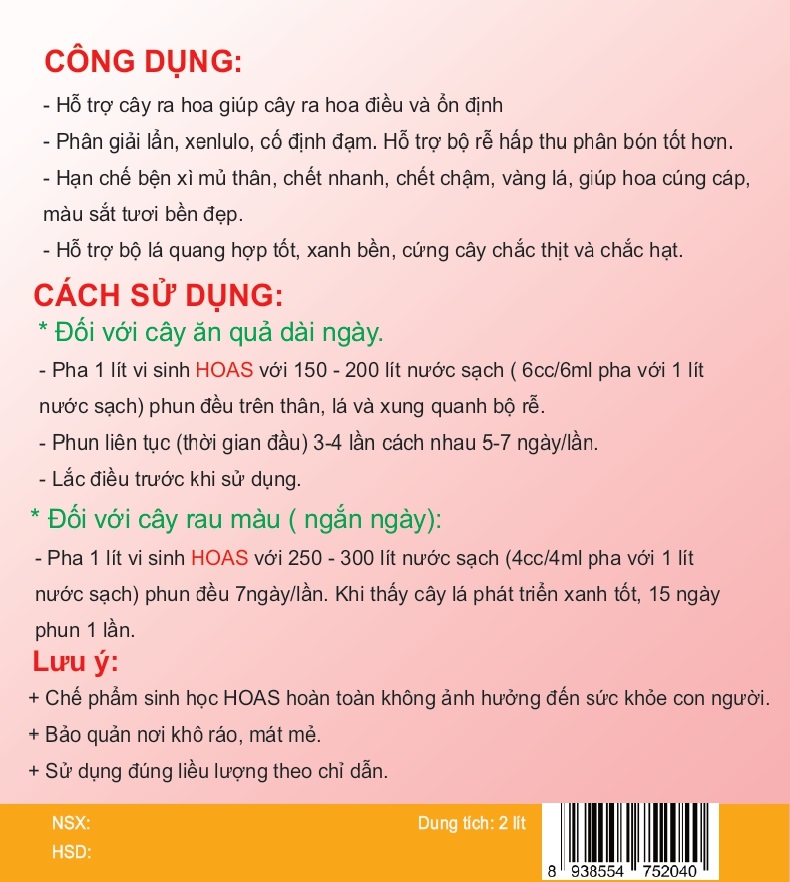 Chế Phẩm Sinh Học Hỗ Trợ Cây Ra Hoa 2L 2